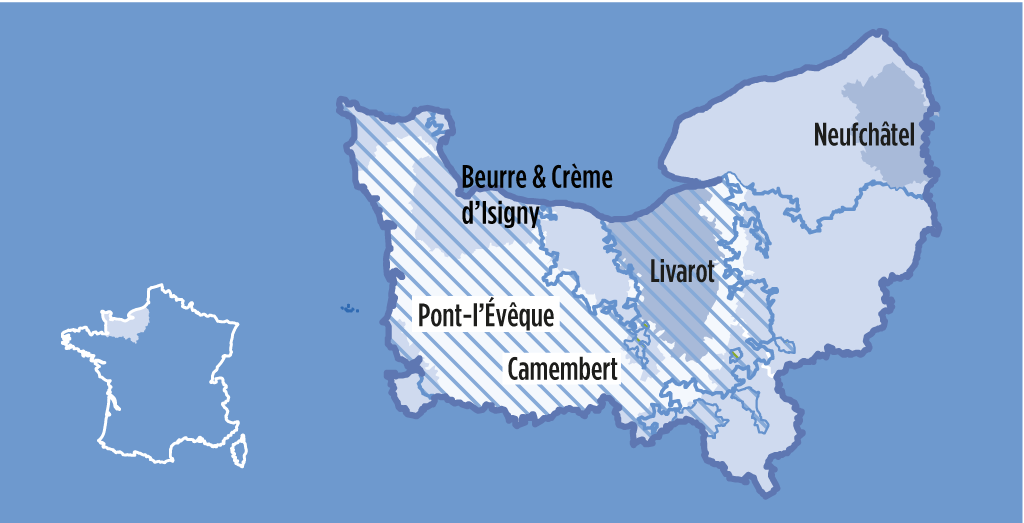 Carte des Fromages normands AOP